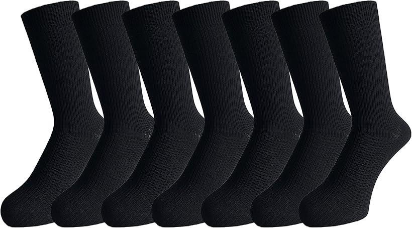 靴下メンズ 黒 ビジネス ソックス 紳士 リブソックス 通勤 通学 黒色 綿混 25-27cm 7足組 D03 (ブラック, 25-27)