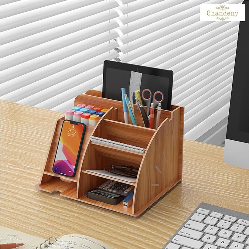 組み立て式 小物 収納ボックス 小物収納 木製 ペン立て スマホスタンド 文房具収納 収納ケース オフィス用品 文具