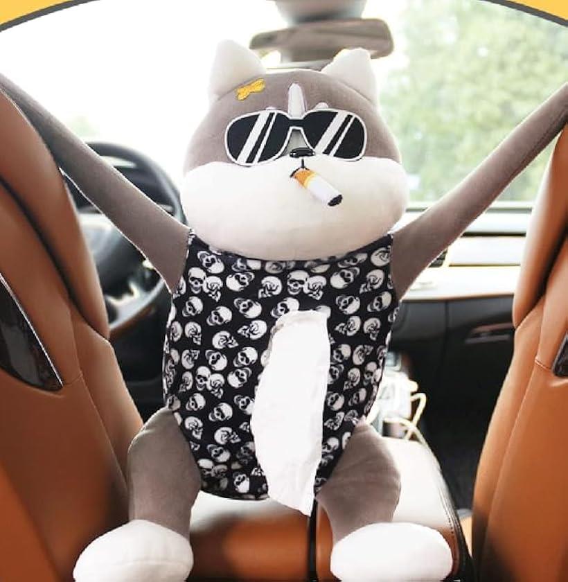 【全品P5倍★お買い物マラソン】車 ティッシュケース ワル犬 吊り下げ ティッシュカバー ティッシュホルダー 便利グッズ ワル犬1個