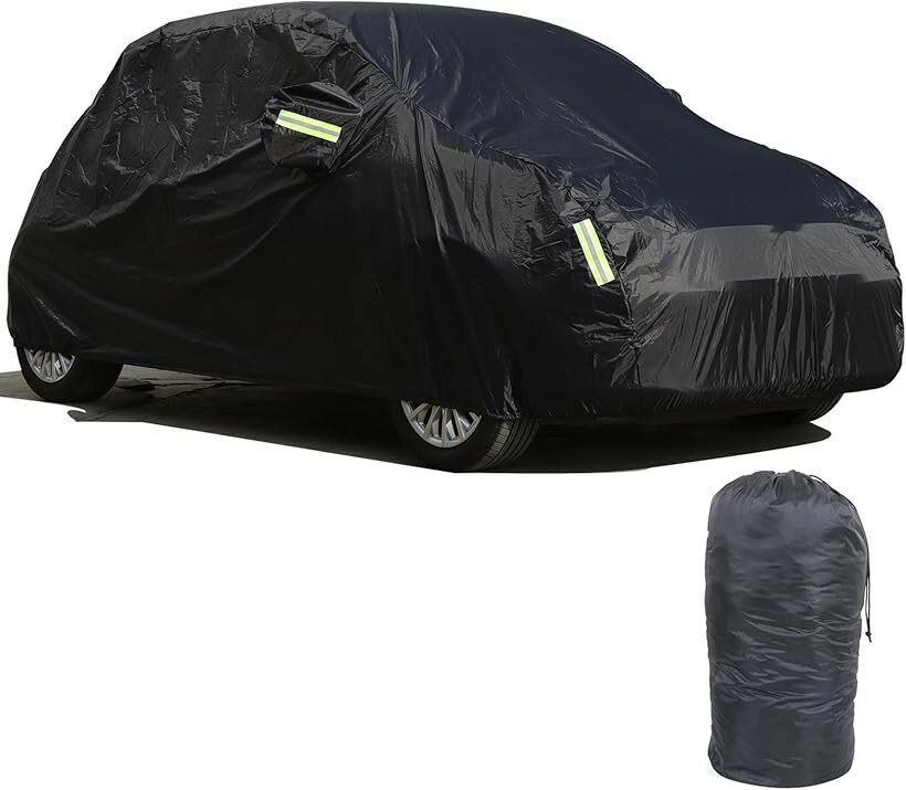 新型 フィアット 500 2010～2022に適用 車 カバー ボディカバー カーカバー 性能アップ 防水 防塵 防輻射 紫外線 収納ポーチ付き カー用品 ブラック