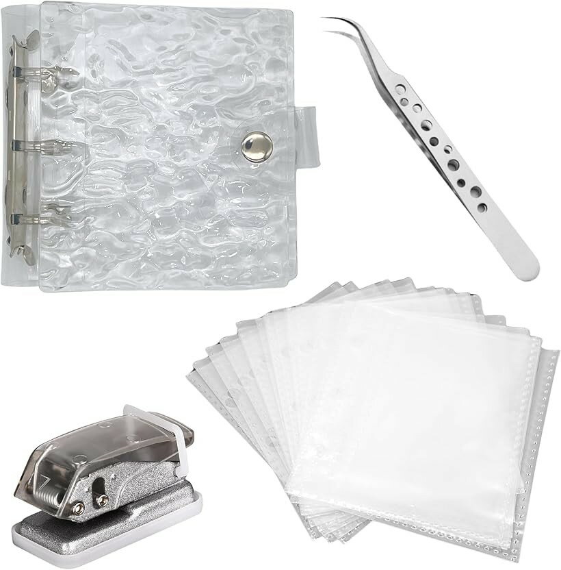 バインダー リングファイル トレカ シール帳 透明 ピンセット 穴あけパンチ リフィル付き MSW2679