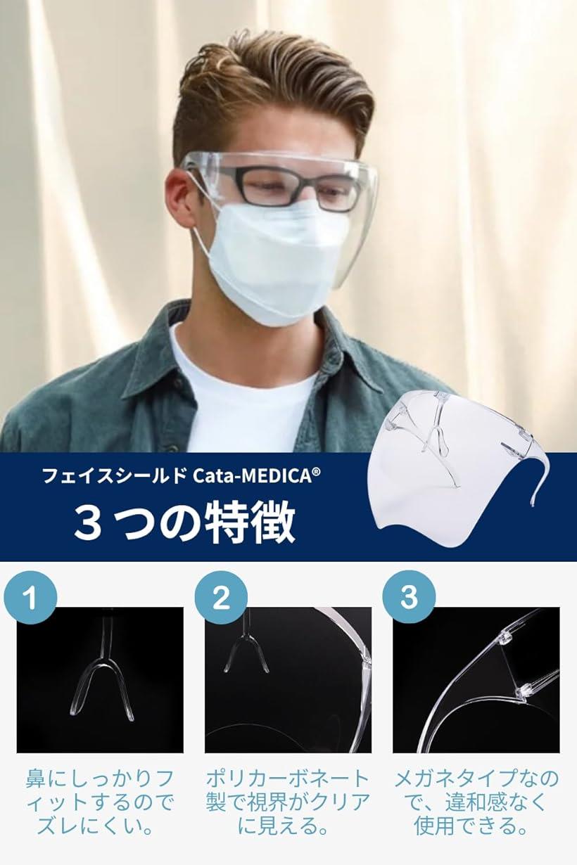 フェイスシールド 小さめ メガネタイプ フェイスガード 飛沫防止 透明 軽量 防塵