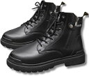バイクブーツ メンズ ショート ライダー サイドジップ 厚底 登山 編み上げ シューズ アウトドア PUレザー 御洒落 エンジニア