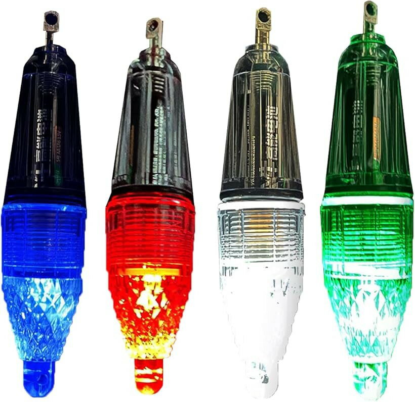 集魚灯 高輝度LED採用 水中集魚ライト 4本セット 夜釣り ナイトフィッシング 太刀魚 イカ アジ 青、赤、白、緑、4色 幅12cm (青、赤、白、緑、4色, 幅12cm)
