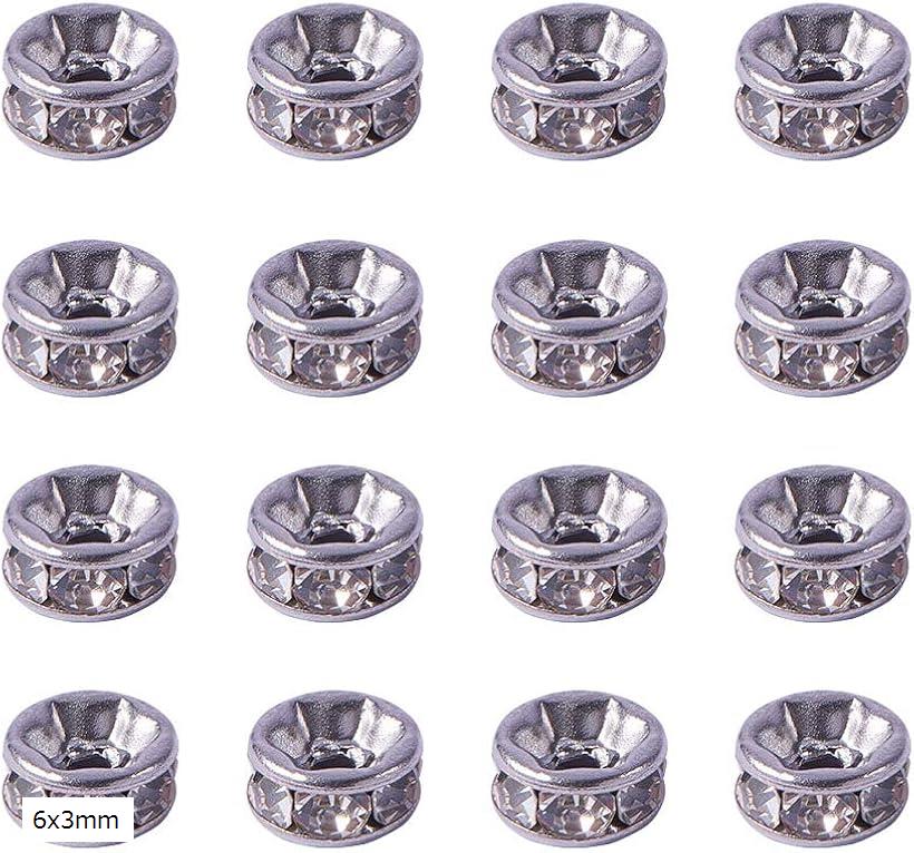 約20個/セット 平型ロンデル 304 ステンレス ラインストーン 6x3mm