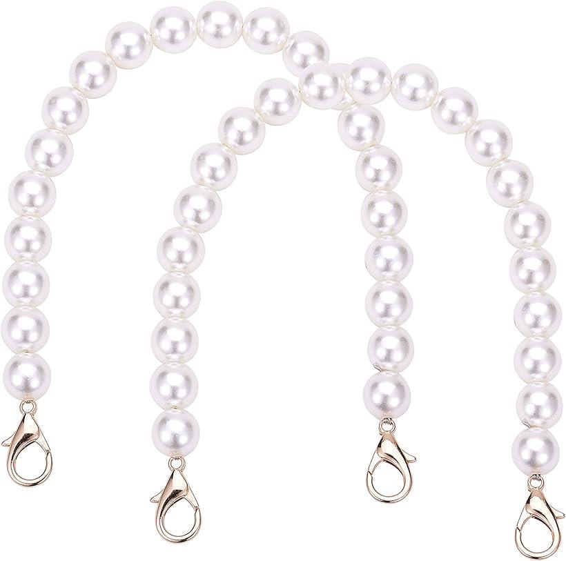 PandaHall かばん 持ち手 ビーズ持ち手 2本 バッグ ビーズ付き持ち手 取っ手 ビーズストラップ 交換用バッグチェーン ビーズハンドル