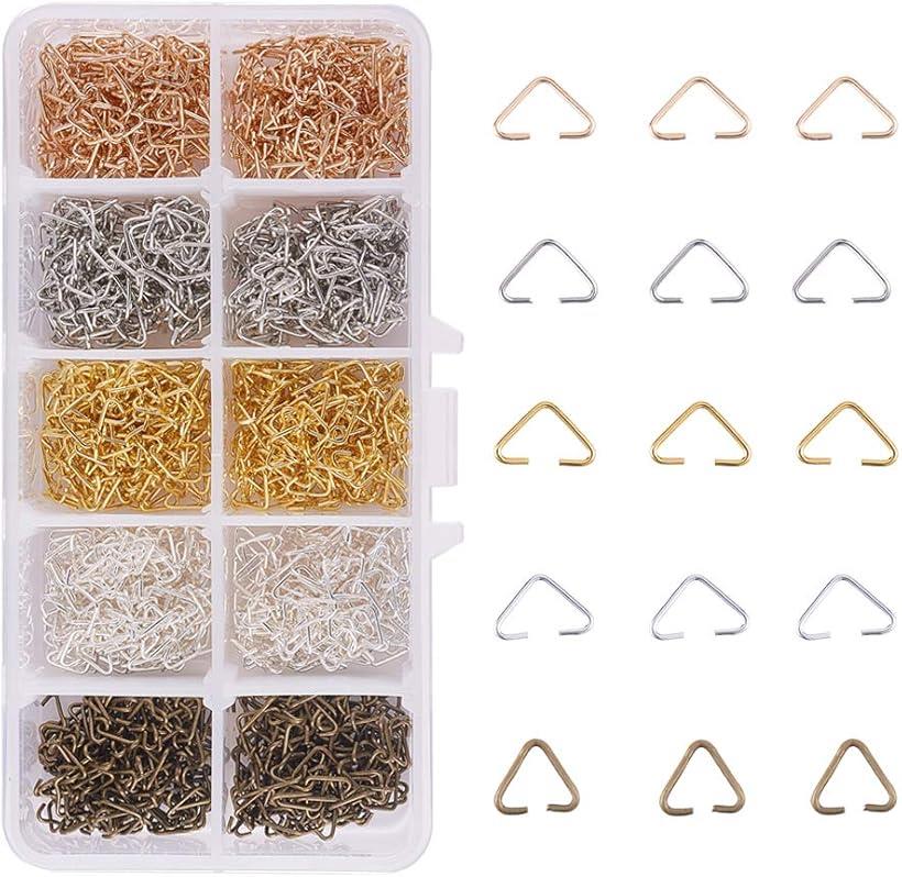 PandaHall 1600個/箱 5色 三角形 アクセサリーパーツ 接続金具 リング 320個/色