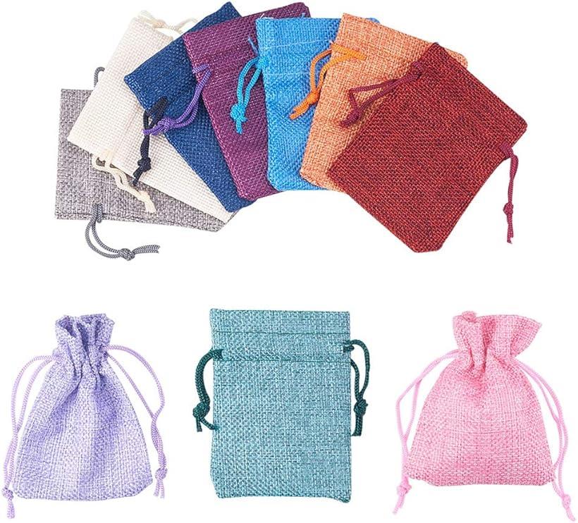 巾着袋 ラッピング袋 10枚入り 9x7cm 紐付き 和風収納袋 コットン袋 麻布袋 無地 ギフトバッグ ジュエリーポーチ