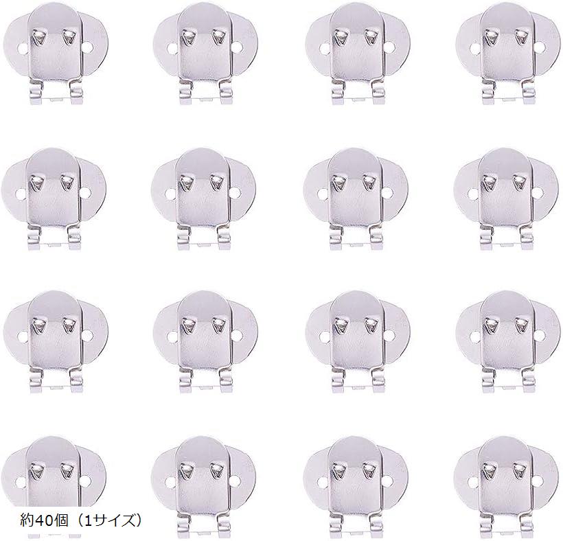 約40個/箱 ステンレス製 クリップ ワンタッチ シューズクリップ 靴飾りクリップ 約40個（1サイズ）