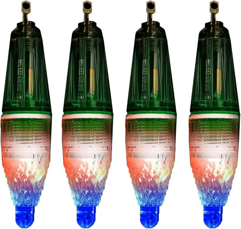 集魚灯 高輝度LED採用 水中集魚ライト 4本セット 夜釣り ナイトフィッシング 太刀魚 イカ アジ 虹色 幅12cm (虹色, 幅12cm)