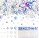 パールビーズ 1200個 15種 丸玉 マーメイドカラー アクセサリーパーツ 穴付き 4/6/8/10/12mm