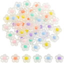 60個 ビーズ つや消しビーズ 6色 半透明 フロスト加工 花ビーズ パステルカラー 手芸ビーズ ヘアゴム DIY ジュエリーパーツ ブレスレット ネックレス ...