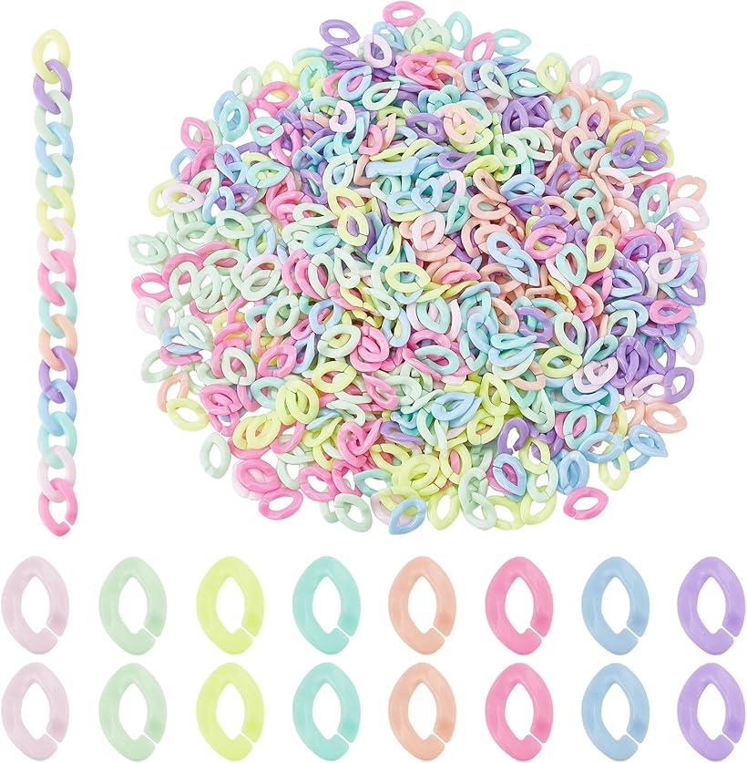 PH Pandahall 800個 8色 チェーンリング アクリル プラスチックチェーン カラフル リンク