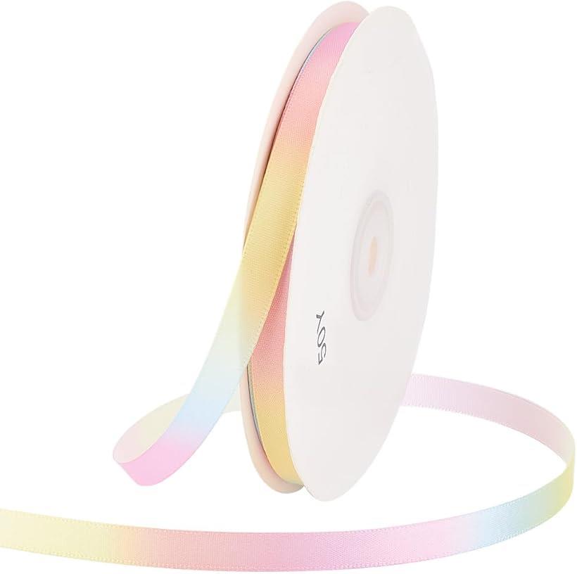 約45m リボン サテンリボン ラッピングリボン 幅10mm グラデーション色 カラフル ハンドメイド用リボン アクセサリーパーツ パーティー 誕生日 結婚式 リボンシャワー 装飾 飾り付け プレゼント ラッピング用品 手芸