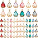 しずくのチャーム ガラスストーン 60個セット 12色 クリスタル ペンダント かわいい ハンドメイド ラインストーン 花座 アクセサリーパーツ カン付き DI...