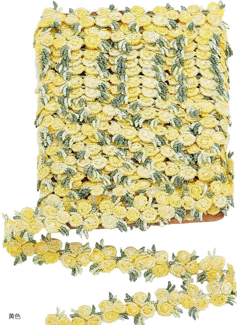 手芸ブレード 刺繍 花柄 レースリボン カラフル フラワー モチーフ レーストリム 高級 飾り カーテン ..