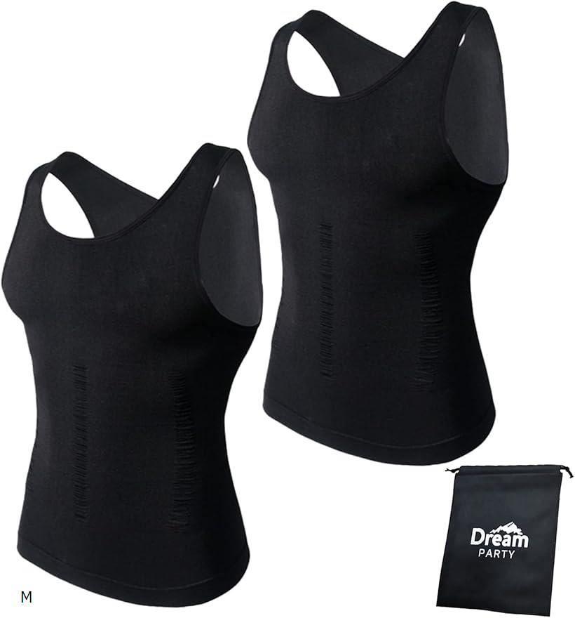 インナー メンズ タンクトップ インナーシャツ 2枚組 着圧 男女共用 dp216 M