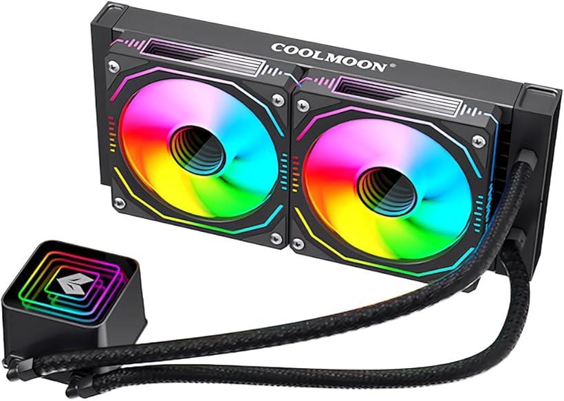 AOSOR 簡易水冷クーラー インフィニティ―ミラー CPUクーラー LED ARGB 5v 3pin LGA1700/1200/115X AMD:AM5/AM4ソケットに対応 4pin PWM ファン制御