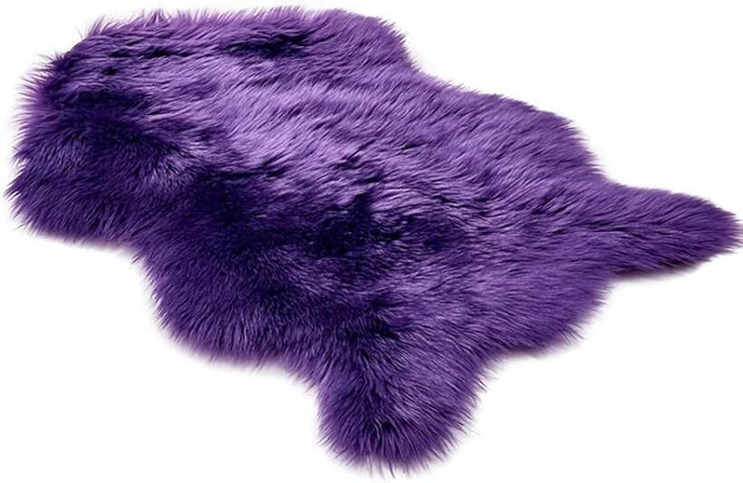 Rakuten - ラグマット 人工ムートン フワフワ 柔らかい肌触り リビングルーム ベッドルーム キャンプ (パープル, 50x80cm)