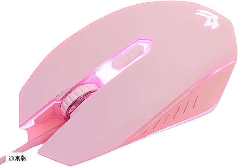 互換品有線接続 LED ゲーミングマウス ボタン2個 ピンク 感度変更 1200dpi 1600dpi 2400dpi 3600dpi 進む戻るボタン付き 通常版
