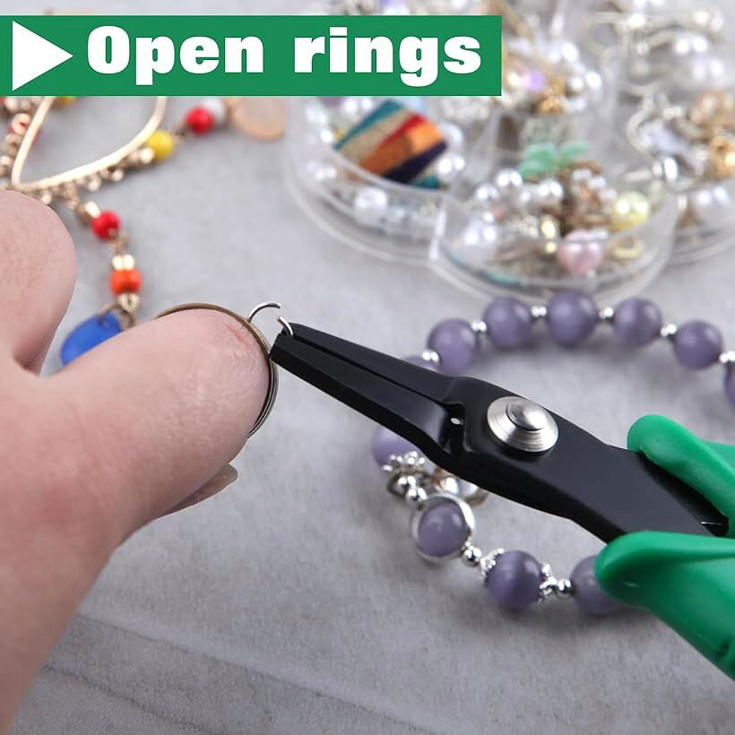 エムラインストアのダックビルプライヤー スムーズジョー ハンドメイド アクセサリー用 バネ付 ミニ 軽量 精密 マイクロ ビーズ 手芸用 ワイヤー 道具 ホビー 工具 (よりグリーン, 5.5インチ)｜アングル3