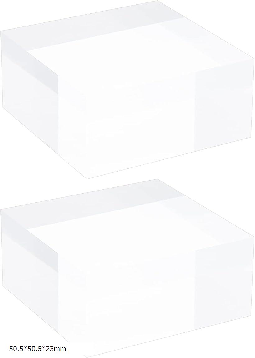 2個 アクリルブロック アクリルスタンド 正方形 アクリル展示台 50.5x50.5x23mm