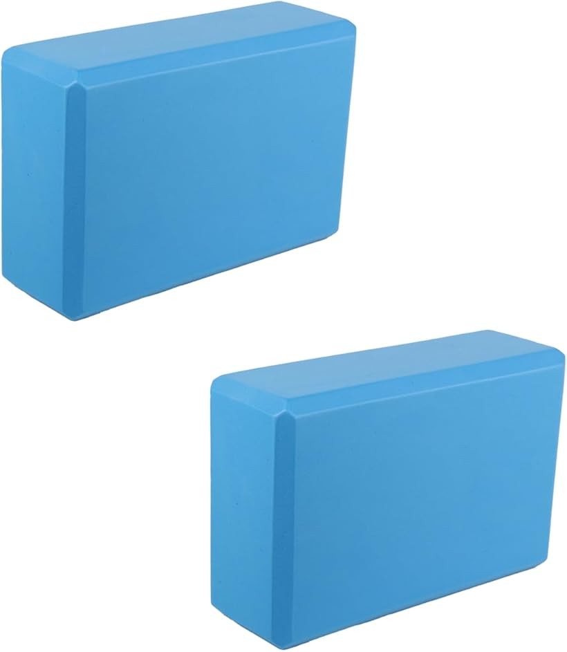 ヨガ ブロック 2個セット 23x15x7.6cm 体幹 ストレッチ ピラティス フィットネス 青 120g (青, 120g)