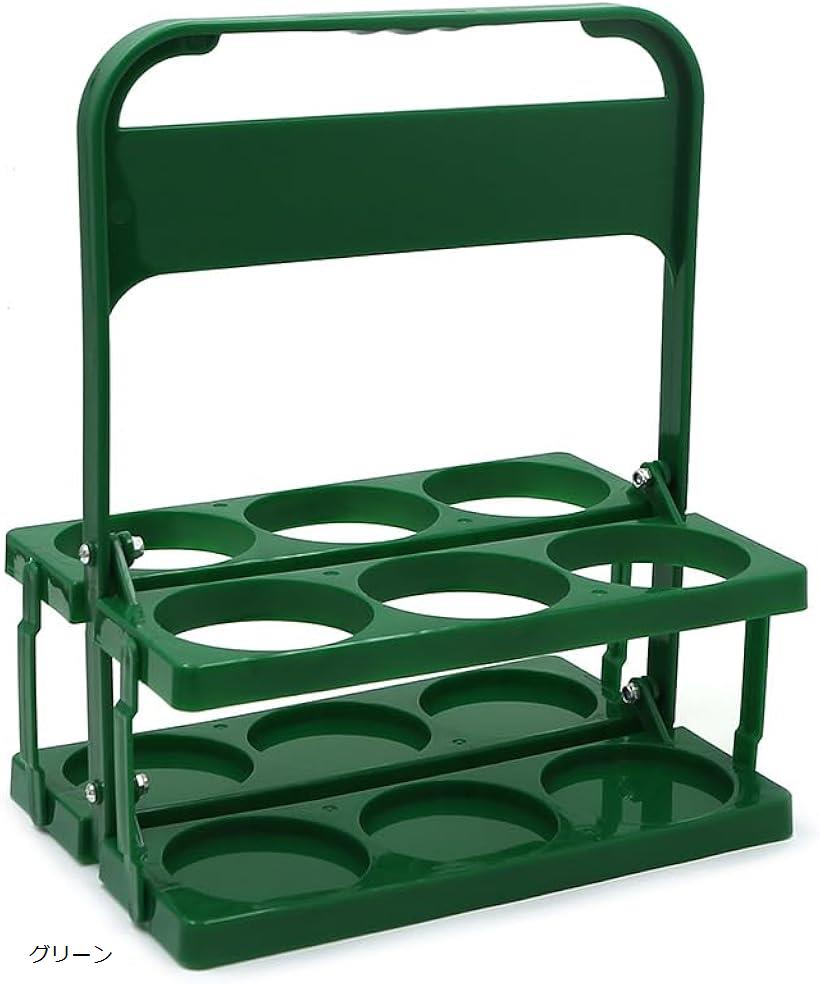 ドリンクキャリア 折りたたみ式 ホルダー アウトドア キャンプ 室内外 便利な6本収納 レッド ブラック ..