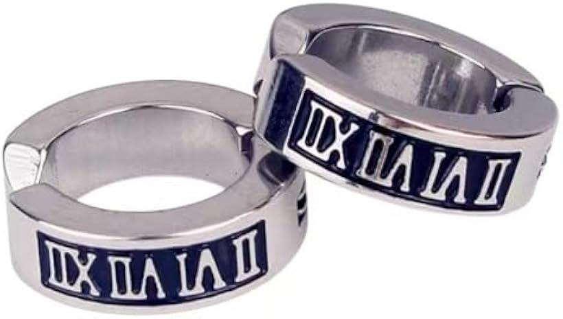 イヤーカフ 両耳 ローマ数字 ブラック 黒 シルバー メンズ フェイク ピアス穴不要 かっこいい リング フープ 2つ入り