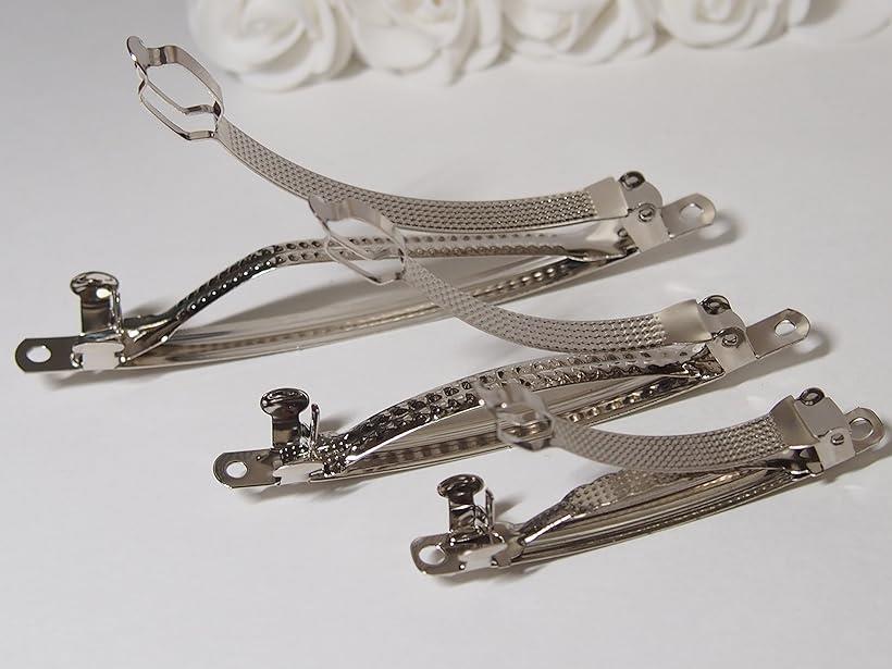 バレッタ 金具 30個セット 3サイズx10個 6cm 8cm 10cm 2段式 髪飾 クリップ ハンドメイド 手作り用金具