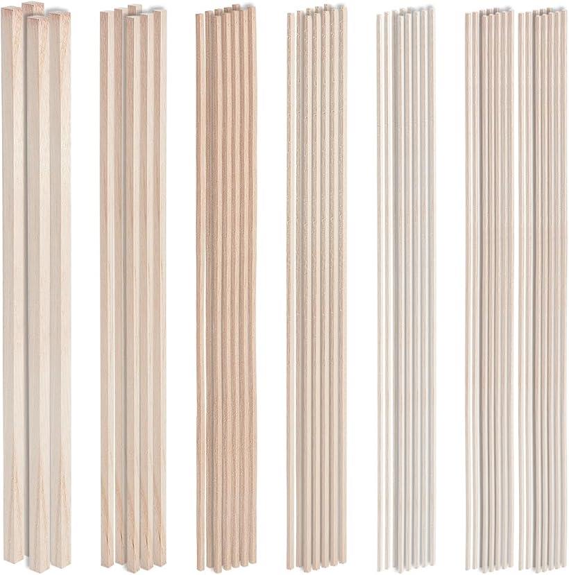 60本6サイズ 角棒 角材 長さ約302mm～305mm 辺の長さ2mm～8mm 桐木 木材 木棒 スティック棒 クラフト モデリング ハンドメイド ホビー用 手作り DIY工具 手芸用 DIYモデル アクセサリー 木の色
