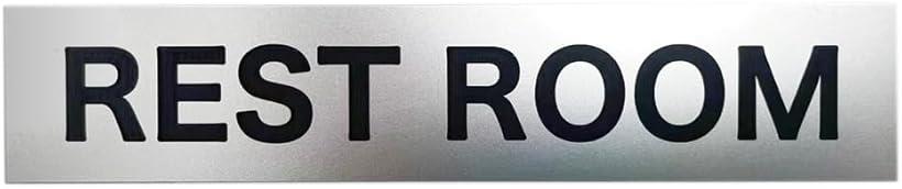 MKE 豊富なラインナップ.. 刻印文字プレート 15x3cm 裏面にシール付 シルバー/REST ROOM