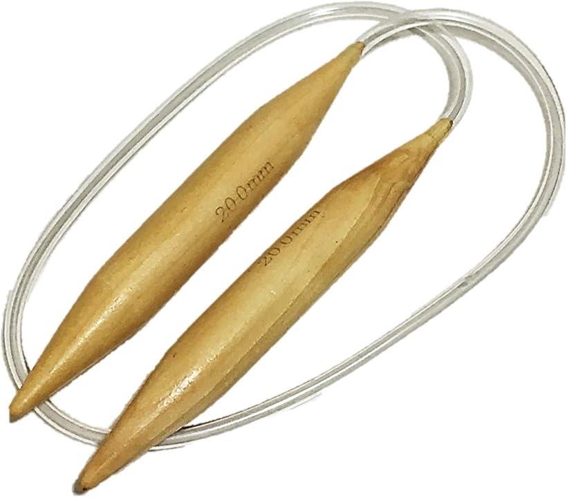 ST TS 超 極太 毛糸 チャンキー ニット ヤーン 編み針 輪針 SW1290 竹製 20mm全長 80cm