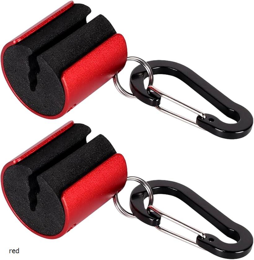ロッドホルダー ロッドクリップ ロッドキーパー カラビナ付き 釣り 竿受け 落下防止 固定 2個セット red
