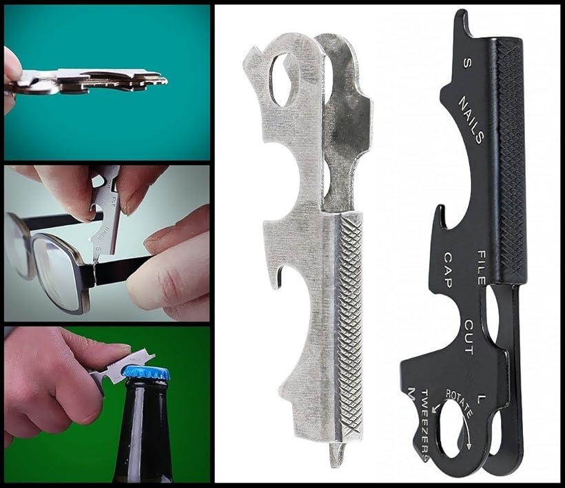 キーカバー キーホルダー マルチ ツール 多機能 シルバー ブラック 2個セット