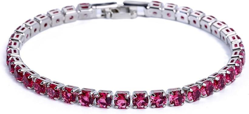 ブレスレット レディース メンズ CZ ダイヤ 腕輪 バングル きらきら ブランド 高見え パーティー 上品 プレゼント ギフト アクセサリー レッド 19cm