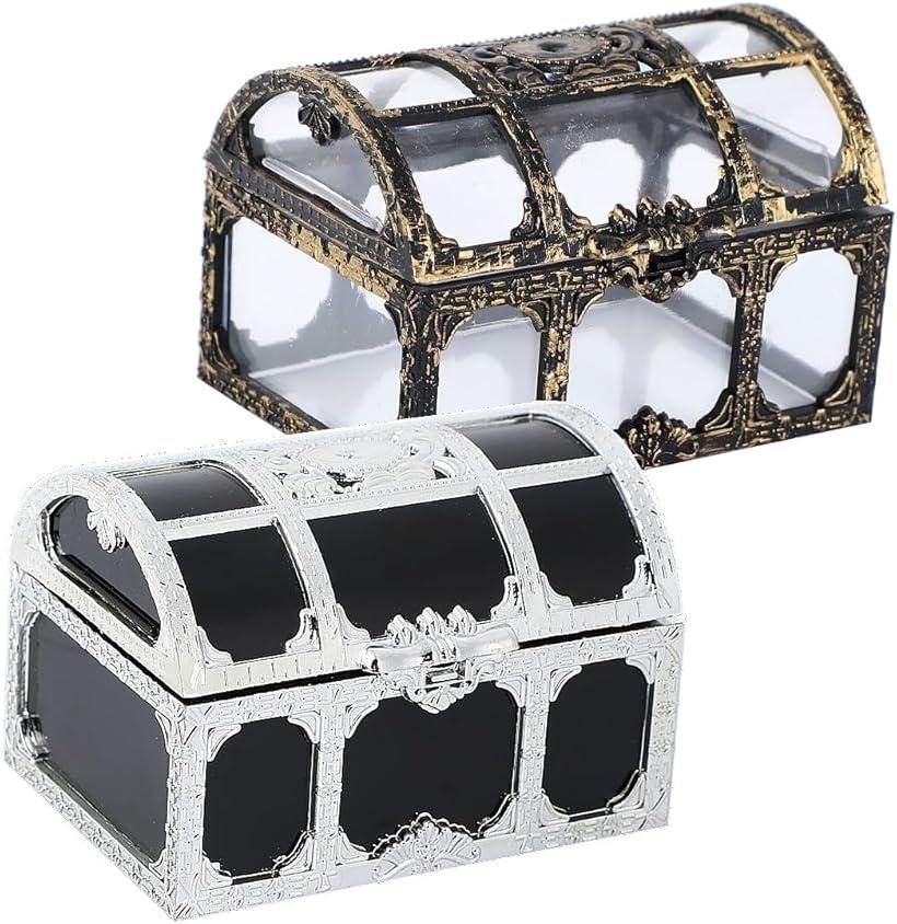 レトロ 宝箱 宝石箱 ジュエリー ケース アンティーク クリア 銀 セット