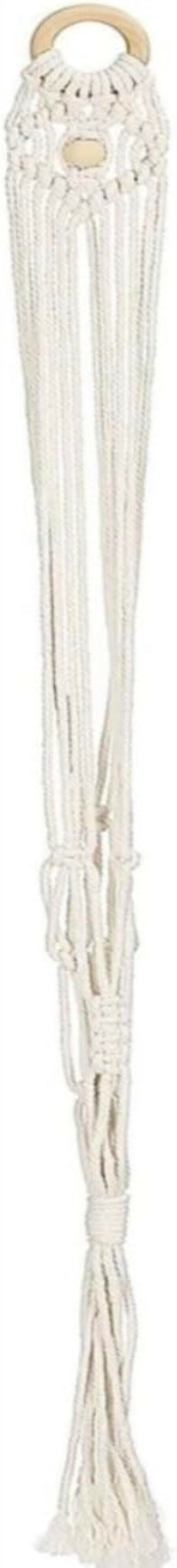 マクラメ ウクレレハンガー 壁掛け 95cm 北欧風 綿ロープ 木製リング付き