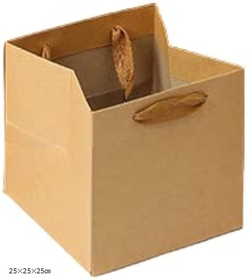 クラフト 紙袋 正方形 幅広 手提げ マチ広 ギフト バッグ ケーキ ラッピング プレゼント用 5枚セット 25x25x25cm 30x30x30cm 25x2...