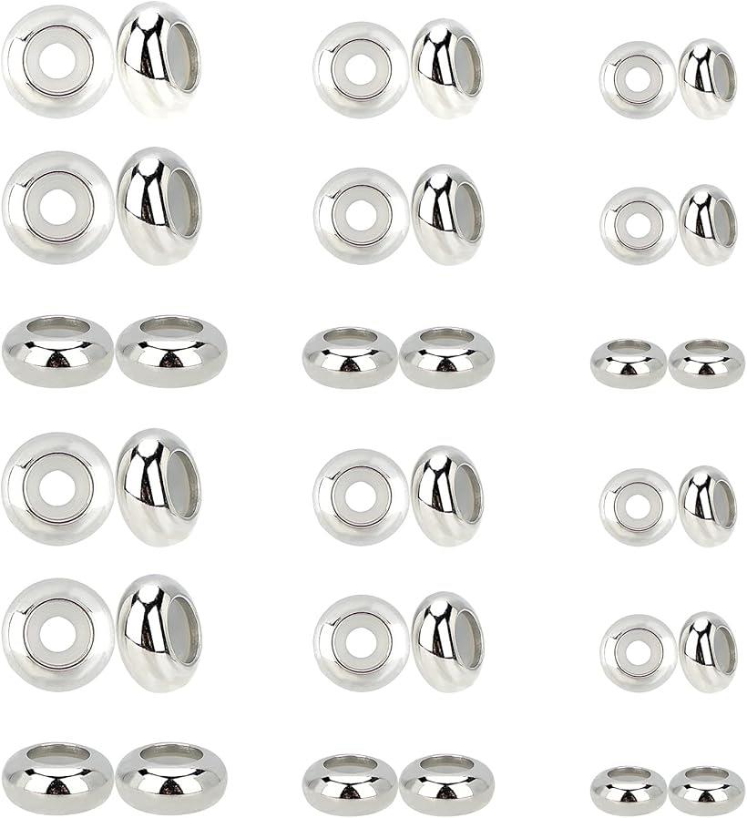 メタルスペーサービーズ 30個 304ステンレス製 スライダービーズ 7mm 8mm 10mm 内側にゴム付き