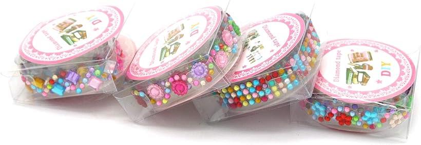 キラキラ 装飾 ラインストーン テープ カラフル で かわいい デコレーション シール 4種セット