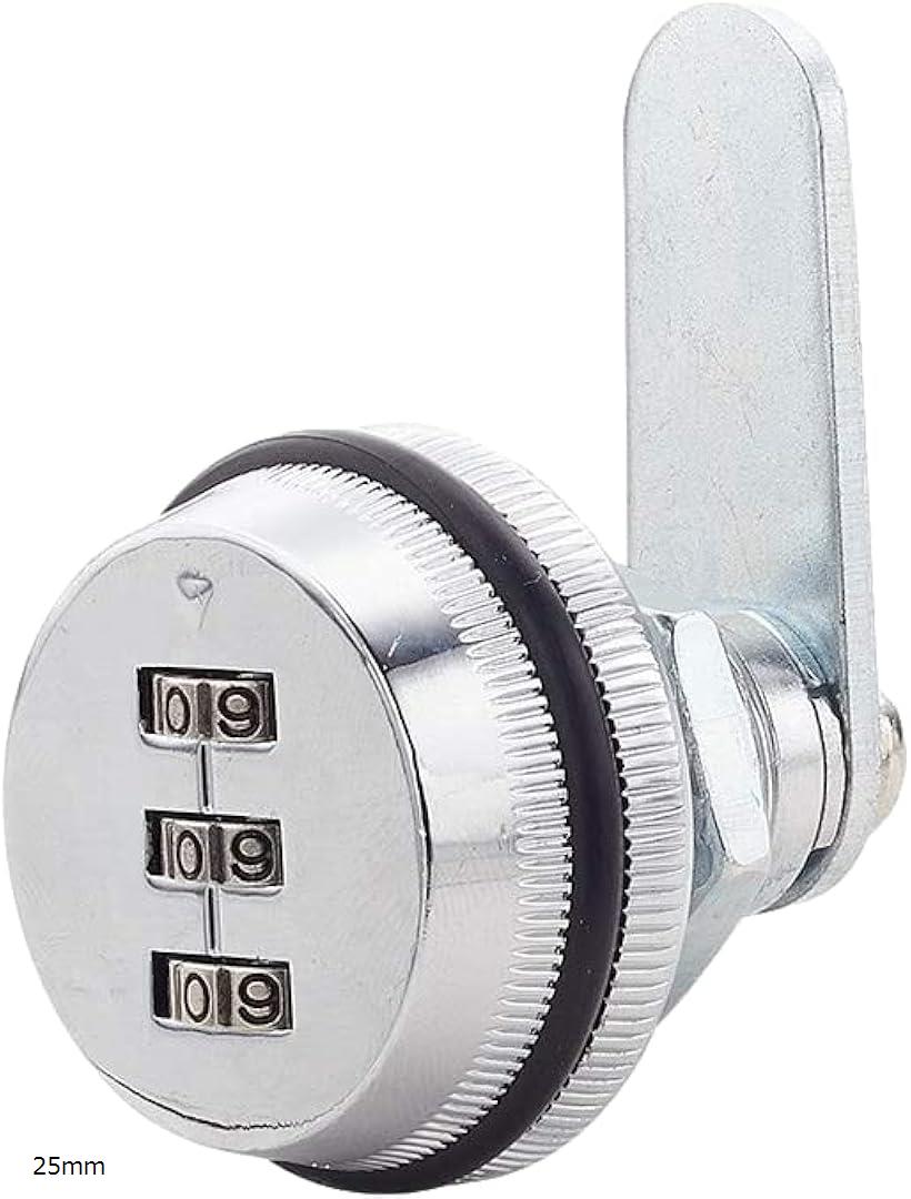 カムロック ダイヤル式 キーレスカムロック 補助錠 錠前 3桁暗証番号 キャビネットロック ドアロック シェアハウス鍵 引き出し錠 取説付き 16mm 20mm 30mm 25mm