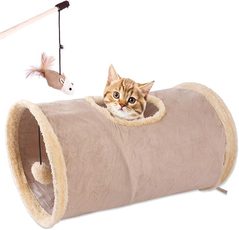 猫トンネル 猫じゃらし おもちゃ キャット トイ 穴 ねこ 遊び 道具 人気 ペット 玩具 運動不足 解消 折り畳み式 おしゃれ 鼠 ねずみ 棒 セット