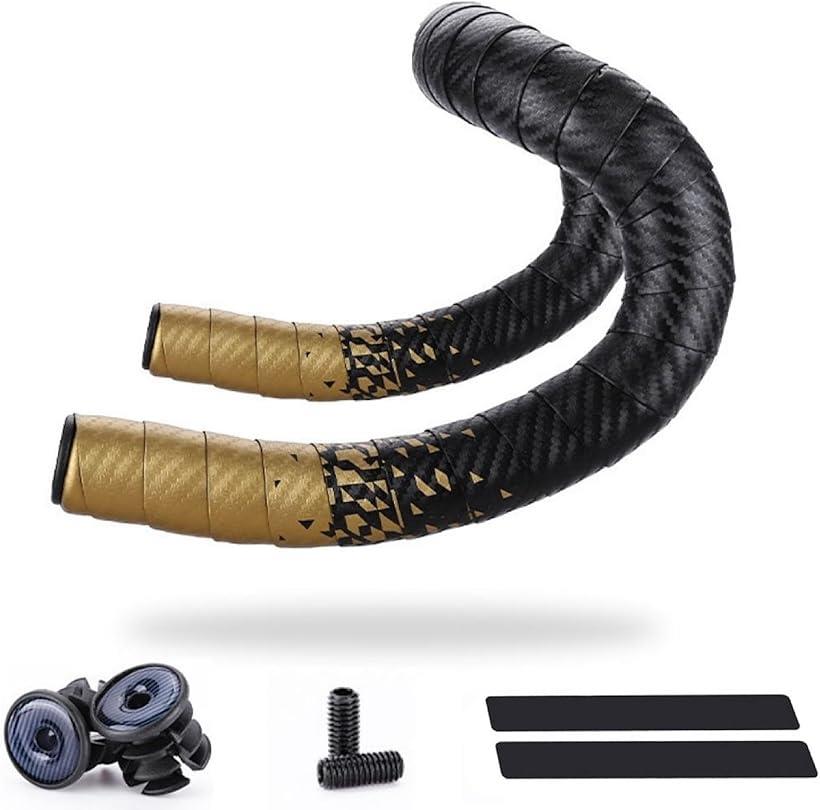 ロードバイク バーテープ ドロップ ハンドル エンドプラグ付き 自転車 滑り止め加工 EVA PU素材 衝撃吸収 軽量 伸縮性 2本セット