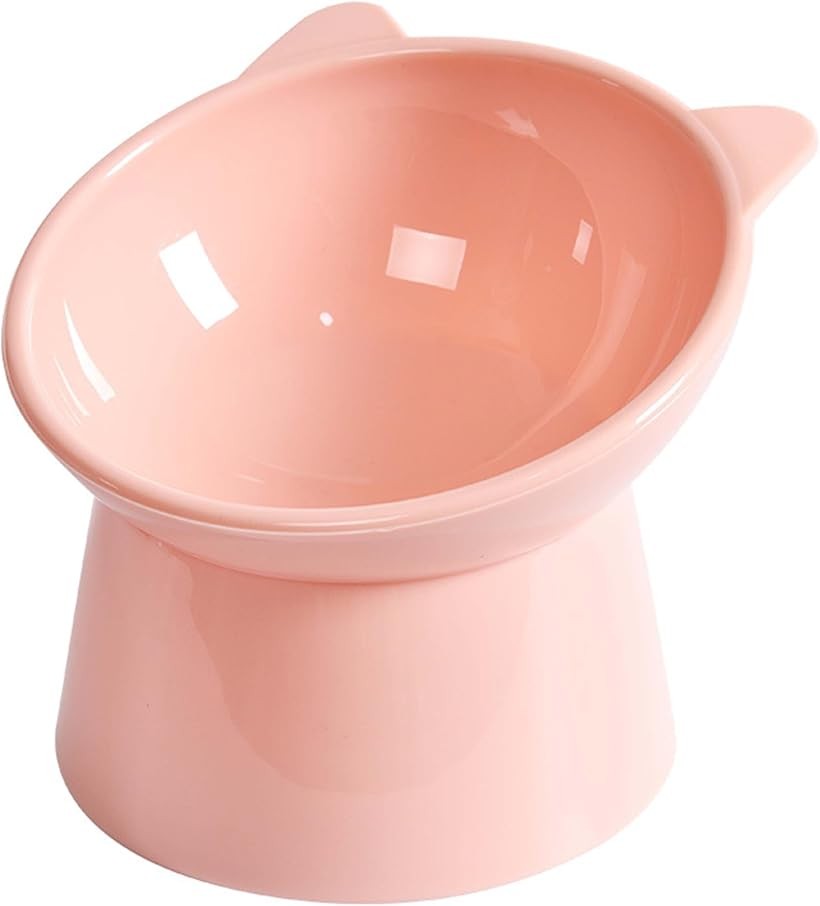 TikTrunk 猫食器 15度傾斜 猫耳デザイン PP素材 頚椎を保護 お手入れ簡単 食べやすい 猫用食器 ピンク (ピンク)