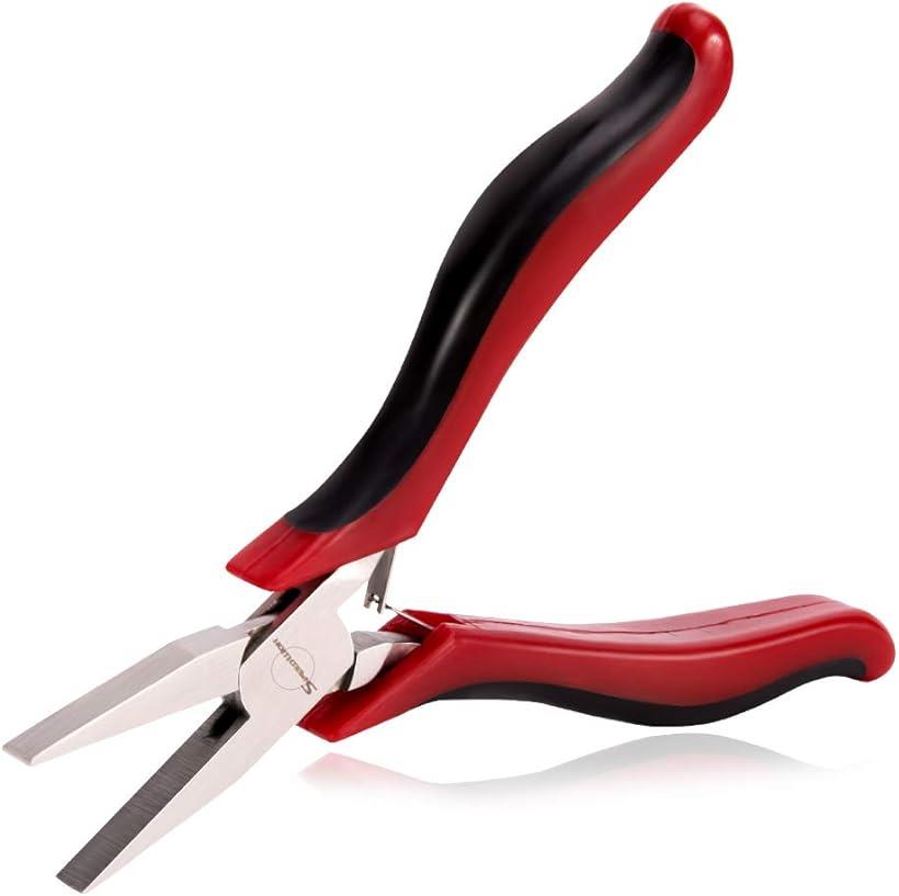 平ペンチ 平ヤットコ CR-V鋼 マイクロ 小型 軽量 溝なし 精密作業 ジュエリー製作 ビーズ アクセサリー..