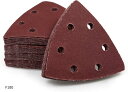 面ファスナー サンディングペーパー 三角研磨紙 サンドペーパー 6穴 90x90mm 50枚セット 木工用 サンダー用 #180