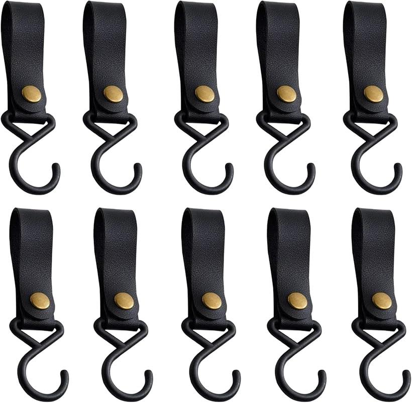 キャンプ用ハンガーフック キャンプ用フック 吊り下げフック アウトドア用 10個セット ブラック