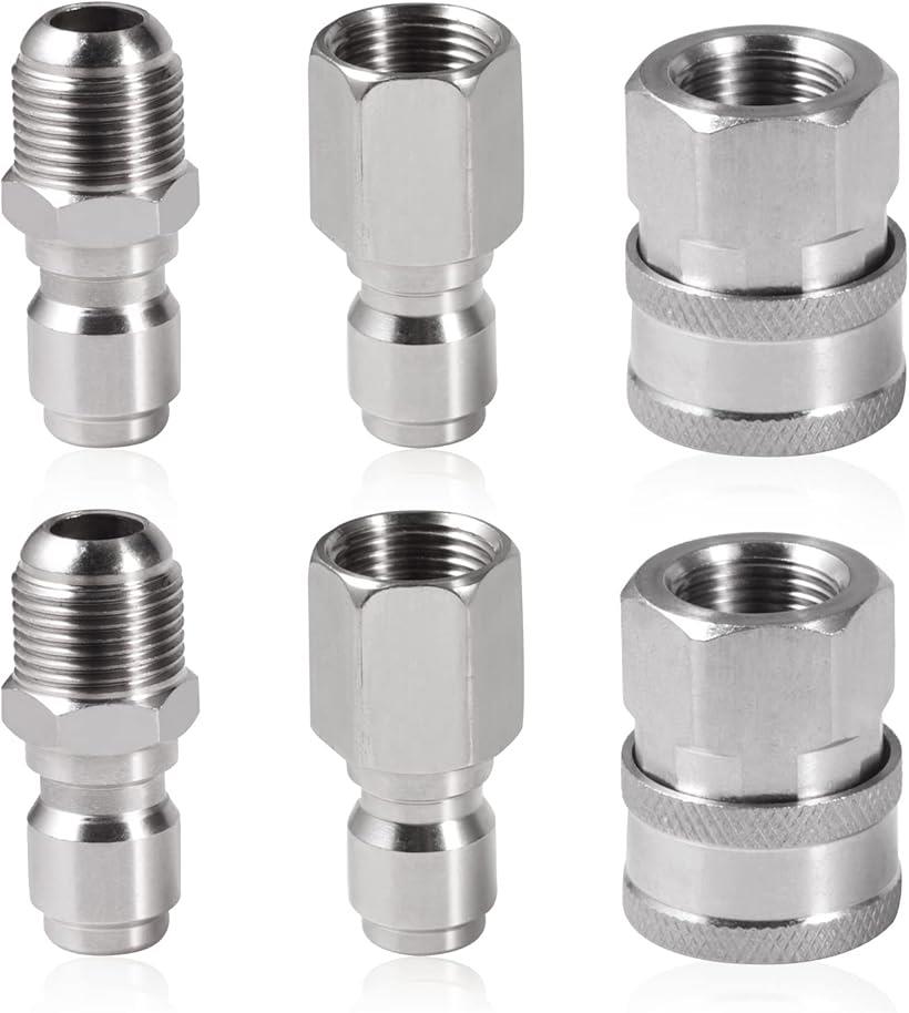 高圧洗浄機オスおよびメスクイックコネクトホ​​ースアダプターセット、ステンレス鋼3/8 NPTツールデイ..