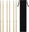 ドラムスティック5A ドラム練習用 3ペアセット ベルベット収納袋付 410x15.0mm